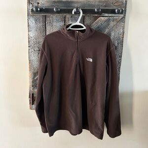 Men's North Face Light Weight Fleece Half Zipper Pullover Brown - Size Large